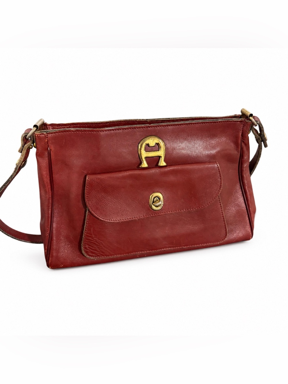 Vintage Etienne Aigner Classic Red Leather Crossbody Shoulder Bag